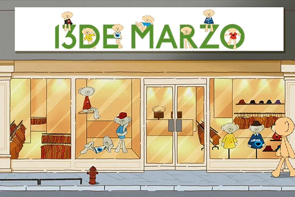 Áo Phông 13 De Marzo Sweet Bean Bear Denim Patchwork T-Shirt Màu Xanh Navy