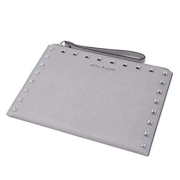 Túi Cầm Tay Michael Kors MK Jet Set Travel Xl Zip Wristlet Clutch 35H9STVW6L Màu Xám - Túi xách - Vua Hàng Hiệu