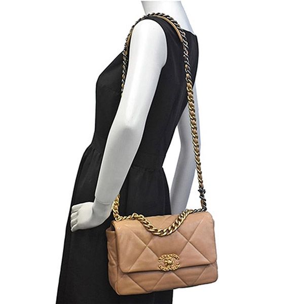 Túi Đeo Chéo Chanel C19 Small Flap Bag In Dark Beige Màu Be - 4