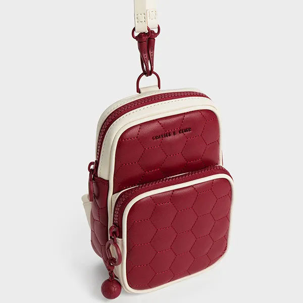 Túi Đeo Chéo Nữ Charles & Keith CNK Textured Elongated Crossbody Bag Red 80151183 Màu Đỏ