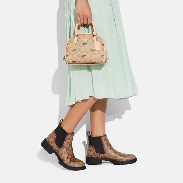 Túi Đeo Chéo Coach Sydney Satchel In Signature Canvas With Strawberry Print CB596 Màu Be