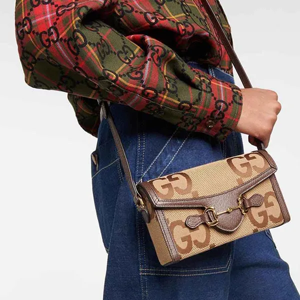 Túi Đeo Chéo Gucci Horsebit 1955 Mini Canvas Crossbody Bag Màu Nâu - Túi xách - Vua Hàng Hiệu