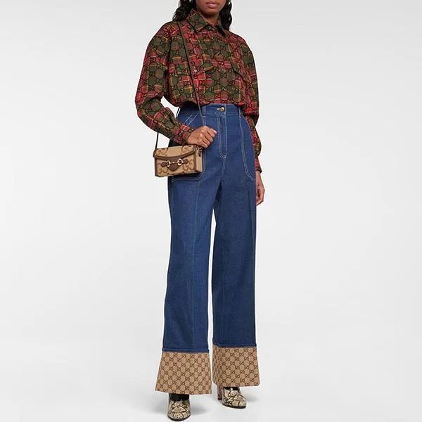 Túi Đeo Chéo Gucci Horsebit 1955 Mini Canvas Crossbody Bag Màu Nâu - Túi xách - Vua Hàng Hiệu