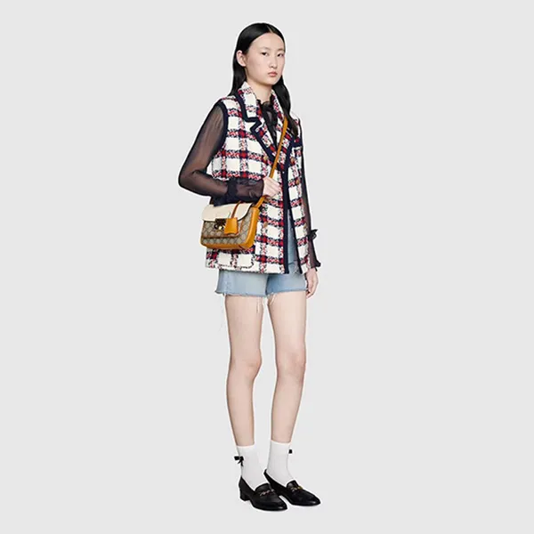 Túi Đeo Chéo Gucci Padlock Mini GG Supreme Burnt Orange Leather Phối Màu