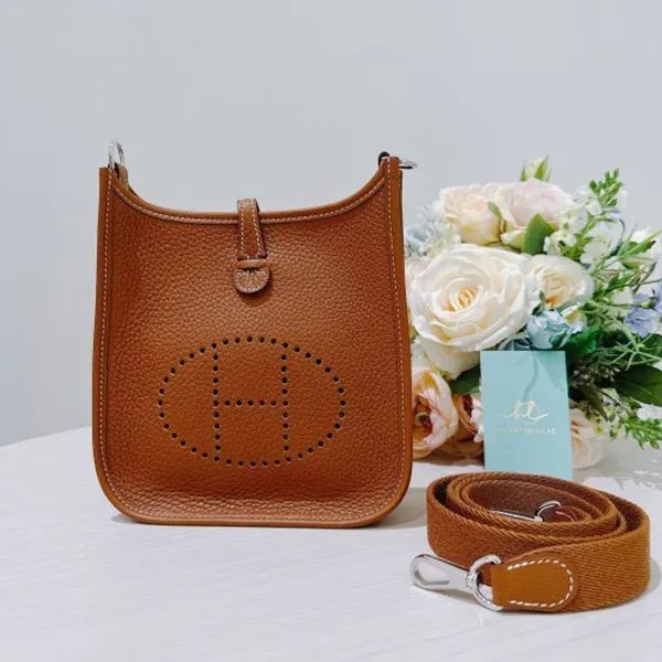 Túi Đeo Chéo Hermès Mini Evelyne Stamp U Gold X Phw Màu Nâu - Túi xách - Vua Hàng Hiệu