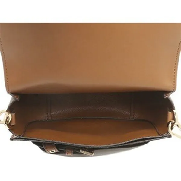 Túi Đeo Chéo Michael Kors MK Emilia Small Logo Saddle Crossbody Bag Brown 35S2GU5C1B Màu Nâu Đen