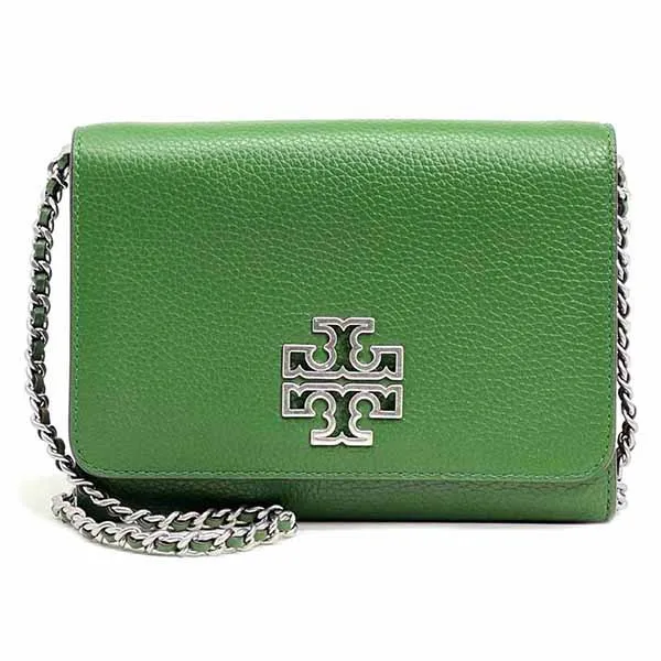Túi Đeo Chéo Tory Burch Pebbled Leather Britten Chain Wallet Crossbody 80100 Màu Xanh Green - Túi xách - Vua Hàng Hiệu