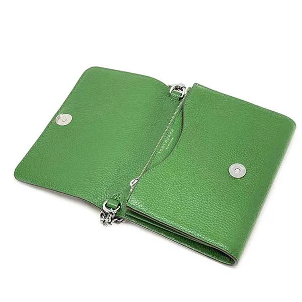 Túi Đeo Chéo Tory Burch Pebbled Leather Britten Chain Wallet Crossbody 80100 Màu Xanh Green - Túi xách - Vua Hàng Hiệu