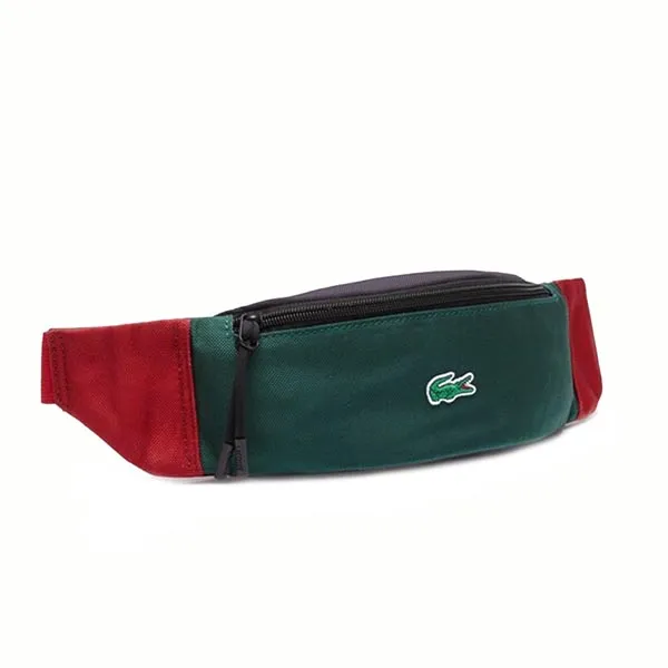Túi Đeo Hông Lacoste Men’s Colorblock Canvas Zip Fanny Pack NH3691HZ H78 Màu Xanh Đỏ