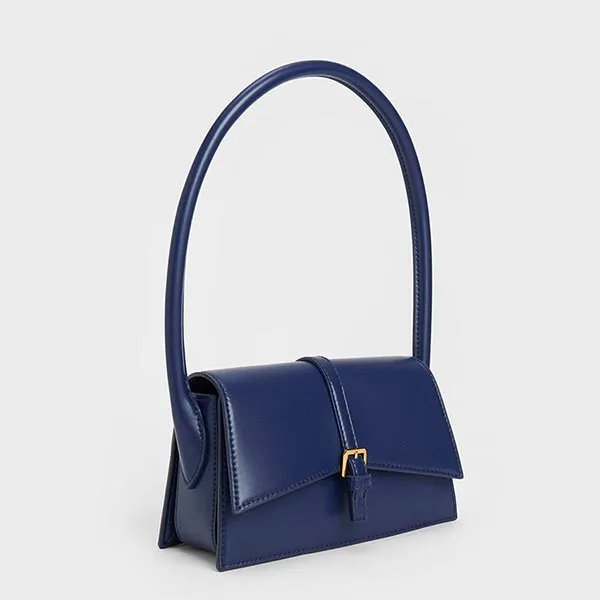 Túi Đeo Vai Nữ Charles & Keith CNK Annelise Belted Trapeze Bag 20781954 Màu Xanh Navy