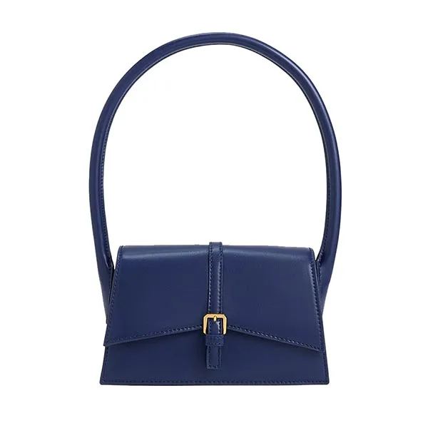 Túi Đeo Vai Nữ Charles & Keith CNK Annelise Belted Trapeze Bag 20781954 Màu Xanh Navy