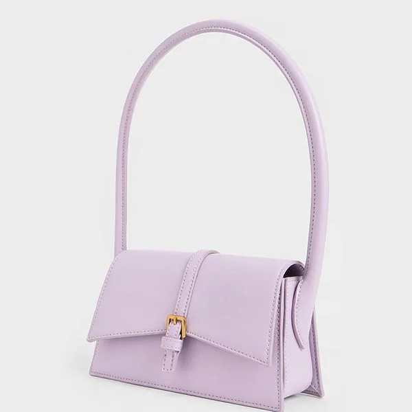 Túi Đeo Vai Nữ Charles & Keith CNK Annelise Belted Trapeze Bag – Lilac 20781954 Màu Tím