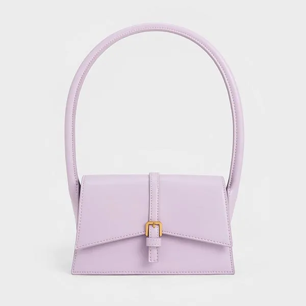 Túi Đeo Vai Nữ Charles & Keith CNK Annelise Belted Trapeze Bag – Lilac 20781954 Màu Tím