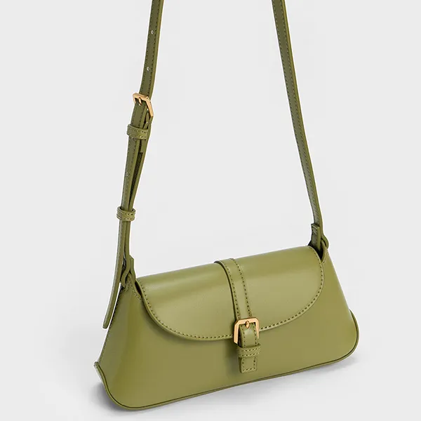 Túi Đeo Vai Nữ Charles & Keith CNK Annelise Double Belted Shoulder Bag - Pistachio 20781953 Màu Xanh