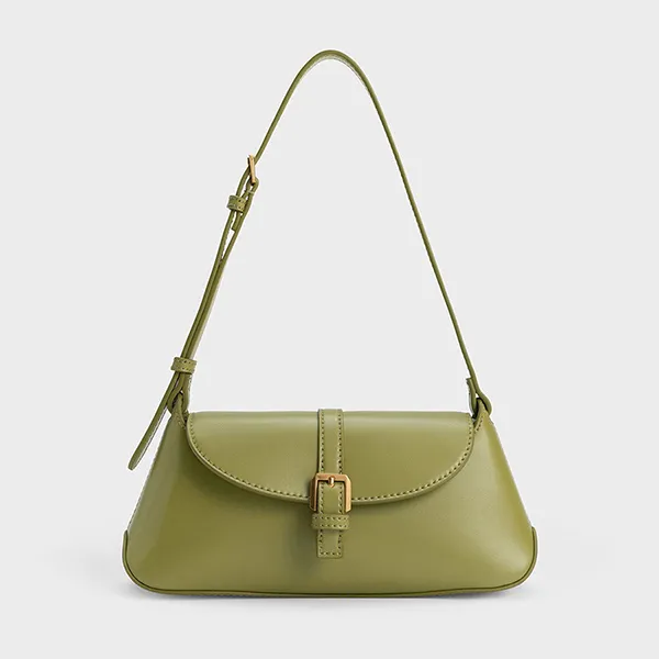 Túi Đeo Vai Nữ Charles & Keith CNK Annelise Double Belted Shoulder Bag - Pistachio 20781953 Màu Xanh