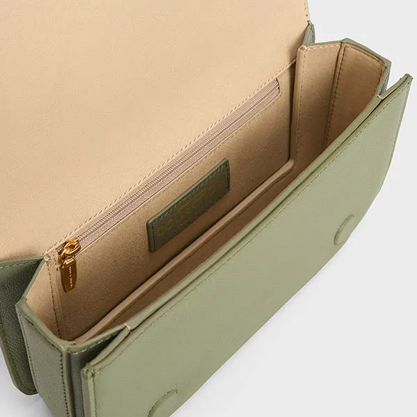 Túi Đeo Vai Nữ Charles & Keith CNK Leather Chain Strap Bag - Sage Green 20840512 Màu Xanh