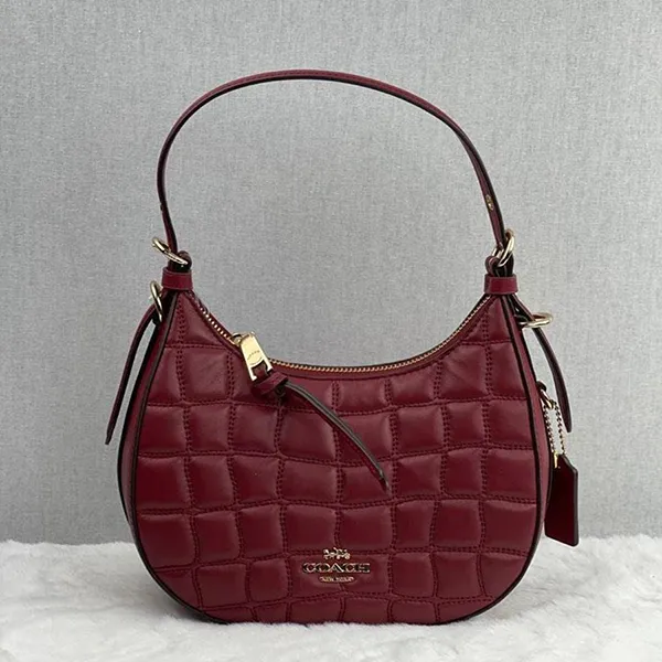Túi Đeo Vai Nữ Coach Kleo Hobo With Quilting In Cherry C7256 Màu Đỏ Đô