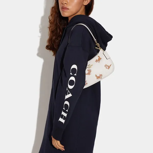 Túi Đeo Vai Coach Teri Shoulder Bag With Dancing Kitten Print CC777 Màu Trắng - Túi xách - Vua Hàng Hiệu