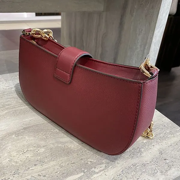 Túi Đeo Vai Michael Kors MK Leather Pouchette Shoulder Bag 35F2GNMCOL Màu Đỏ - Túi xách - Vua Hàng Hiệu