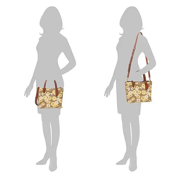 Túi Tote Nữ Coach Willow 24 In Signature Canvas With Floral Print C9721 Brass/Tan Rust Multi Phối Màu - Túi xách - Vua Hàng Hiệu