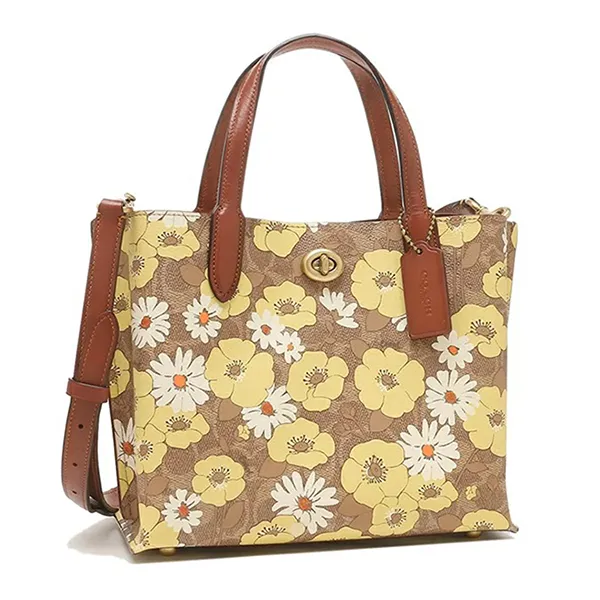 Túi Tote Nữ Coach Willow 24 In Signature Canvas With Floral Print C9721 Brass/Tan Rust Multi Phối Màu - Túi xách - Vua Hàng Hiệu