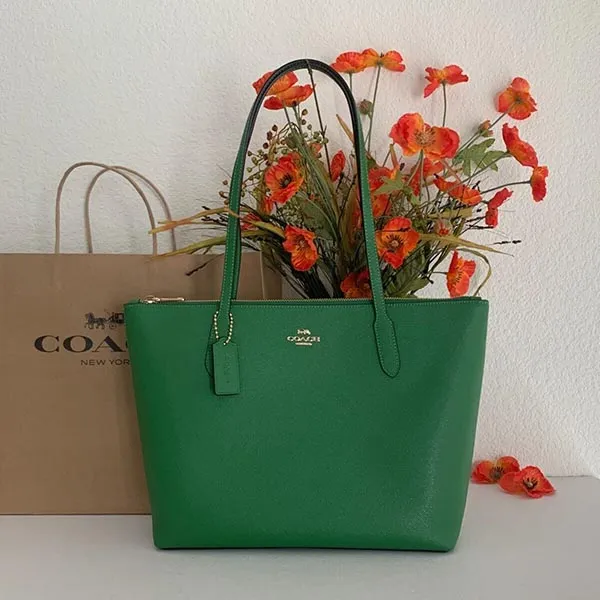 Túi Tote Nữ Coach Zip C4454 Màu Xanh Lá