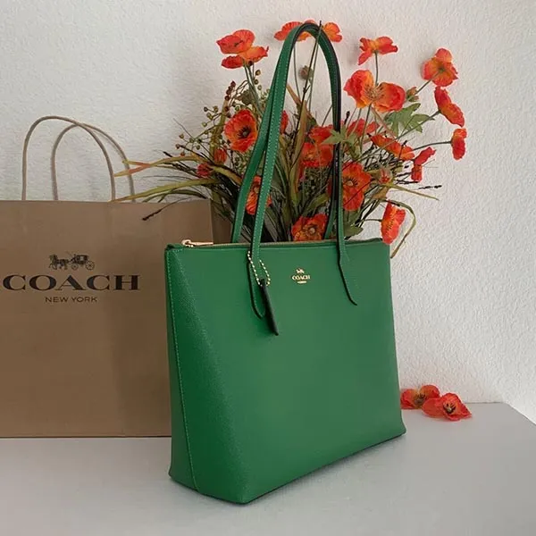 Túi Tote Nữ Coach Zip C4454 Màu Xanh Lá