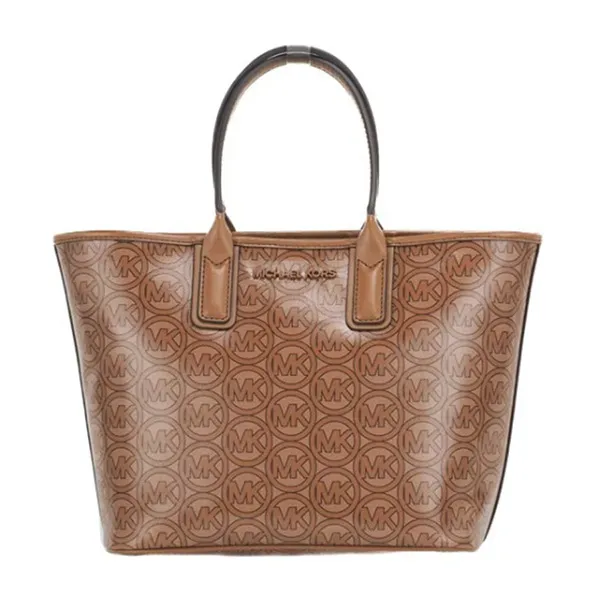 Túi Tote Michael Kors MK Jodie Small Logo Jacquard Tote Bag Luggage 35H1T2JT1C Màu Nâu