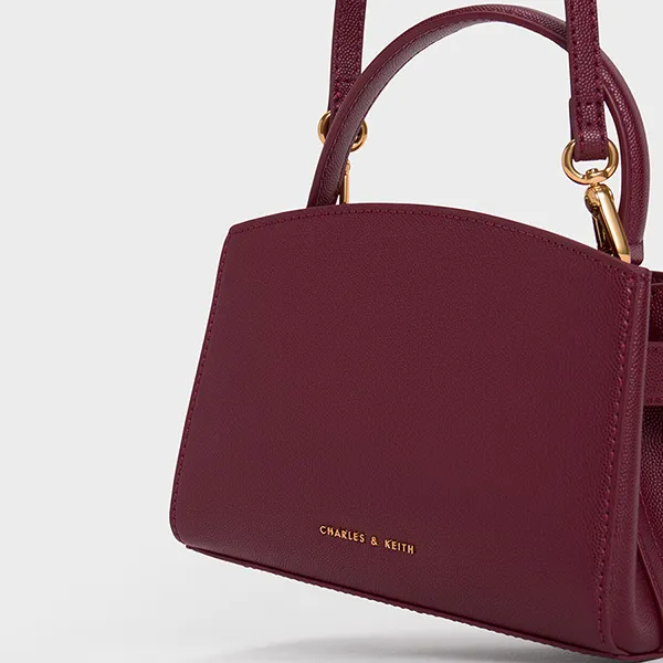 Túi Xách Nữ Charles & Keith CNK Aubrielle Metallic-Buckle Top Handle Bag 50271027-1 Màu Đỏ