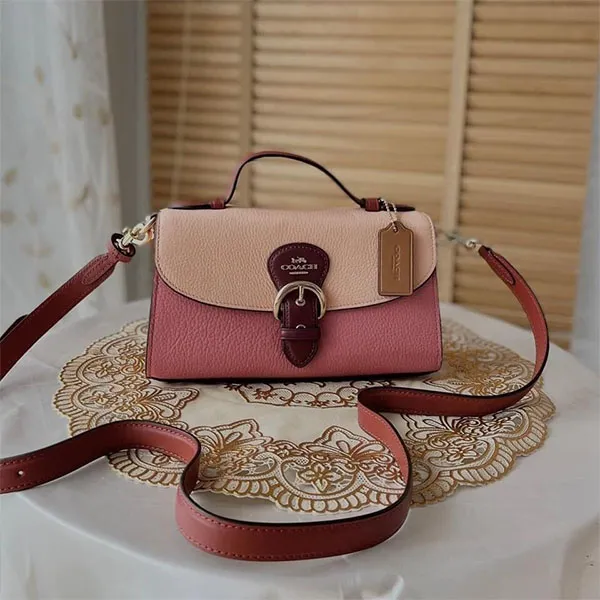 Túi Xách Coach C8161 Kleo Top Handle In Colorblock In Gold/Faded Blush Multi Phối Màu