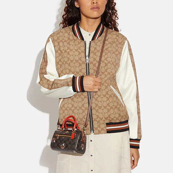 Túi Xách Coach Mini Rowan Crossbody In Signature Canvas With Hedgehog Print CC430 Màu Nâu Đen
