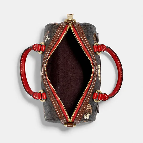Túi Xách Coach Mini Rowan Crossbody In Signature Canvas With Hedgehog Print CC430 Màu Nâu Đen