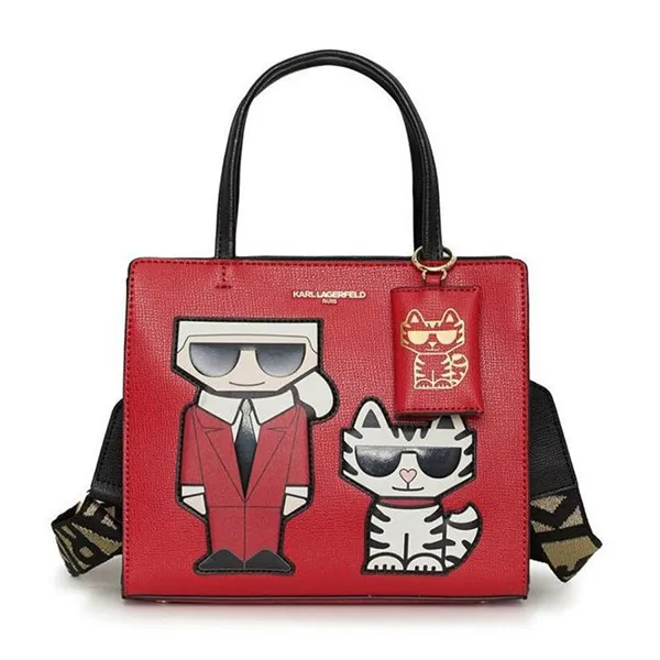 Túi Xách Karl Lagerfeld Maybelle Vegan Leather Logo Satchel Bag Màu Đỏ