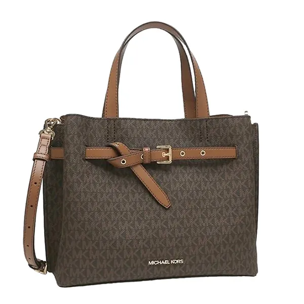 Túi Xách Michael Kors MK Emilia Large Logo Satchel Brown 35F0GU5S3B Màu Nâu Đen