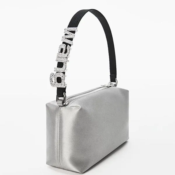 Túi Xách Tay Alexander Wang Heiress Medium Pouch In Satin Màu Ghi - Túi xách - Vua Hàng Hiệu