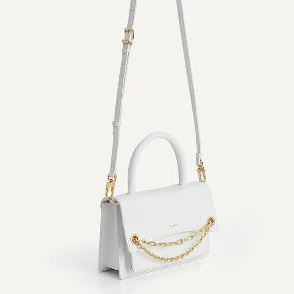 Túi Xách Tay Nữ Pedro Boxy Leather Top Handle Bag PW2-56610017 Màu Trắng