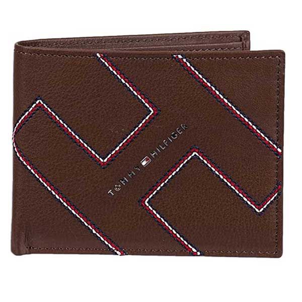 Ví Tommy Hilfiger Men's Genuine Leather Wallet With Multiple Card Slots Màu Nâu - 1