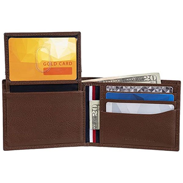 Ví Tommy Hilfiger Men's Genuine Leather Wallet With Multiple Card Slots Màu Nâu - 3