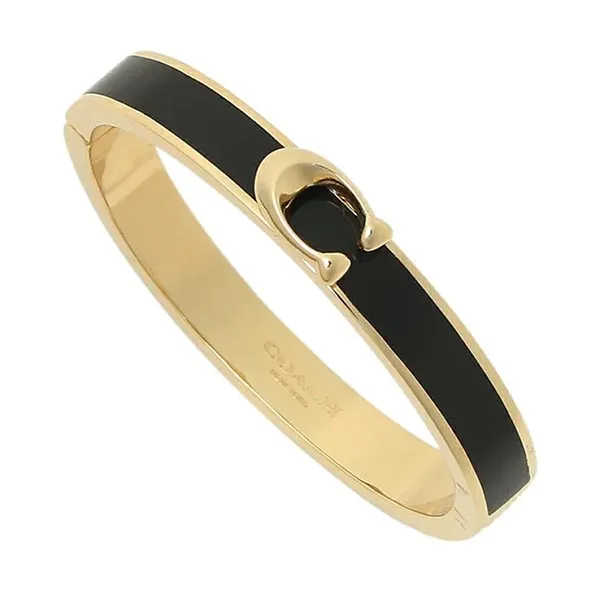 Vòng Đeo Tay Coach Signature Push Hinged Bangle F67480 Màu Đen Vàng