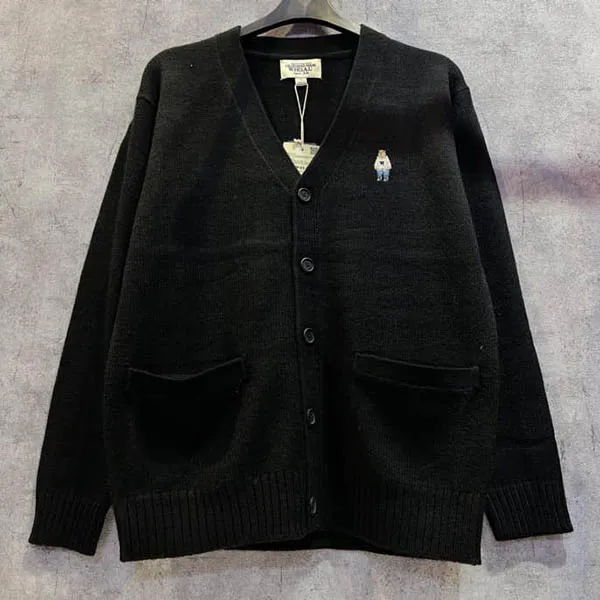 Áo Cardigan WHOAU Cổ V Basic Màu Đen