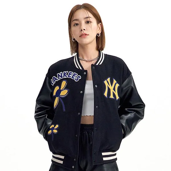 Áo Bomber MLB Floral Wappen Play Baseball Jumper New York Yankees 3AJPF0124-50BKS Màu Đen