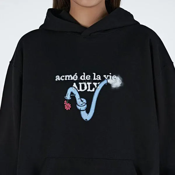 Áo Hoodie Acmé De La Vie ADLV Pipe Logo Màu Đen