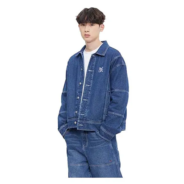Áo Khoác Bò Romantic Crown Wide Denim Jacket Màu Xanh