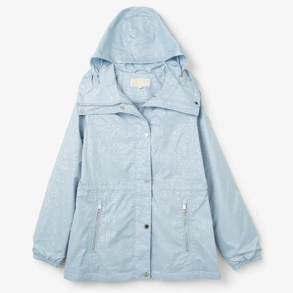 Áo Khoác Gió Michael Kors MK Short Logo Anorak Light Chambray 77H5630M322199 Màu Xanh Blue Size S