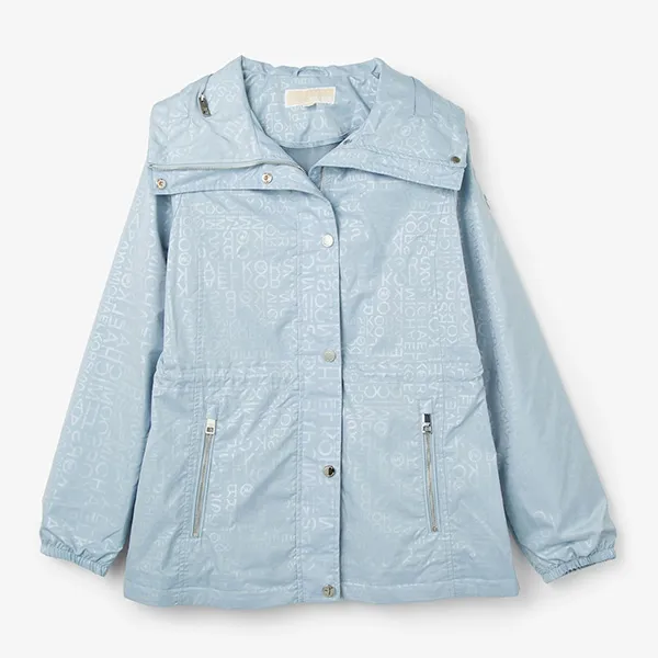 Áo Khoác Gió Michael Kors MK Short Logo Anorak Light Chambray 77H5630M322199 Màu Xanh Blue Size S
