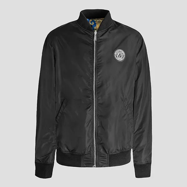 Áo Khoác Versace Baroque Printed Bomber Blue A89511S 1A05885 5U050 Thiết Kế 2 Mặt Phối Màu Size 46