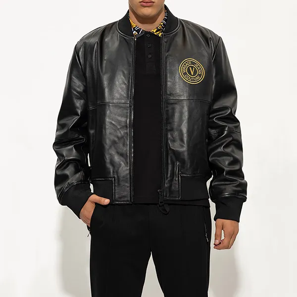 Áo Khoác Versace Jeans Couture Leather Logo Embroidered Bomber 73GAVP07 CPPS3 899 Màu Đen Size 46 - Thời trang - Vua Hàng Hiệu