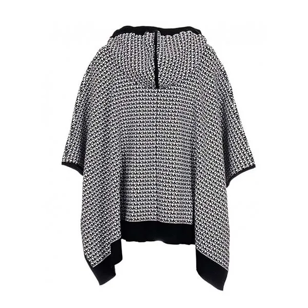 Áo Len Choàng Michael Kors MK Women's Black And White Monogram Poncho JF160924GM Màu Trắng Đen Size S
