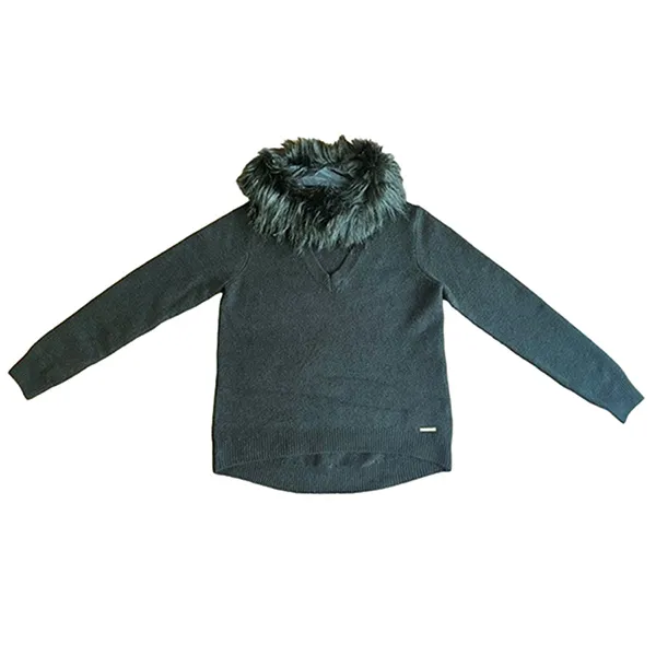 Áo Len Michael Kors MK Cổ Lông Màu Đen Size M