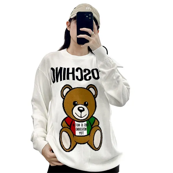 Áo Len Moschino White Logo Printed 211E T092205011002 Màu Trắng